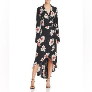 Equipment Gowin Floral 100% Silk Wrap Dress Size XS black red white